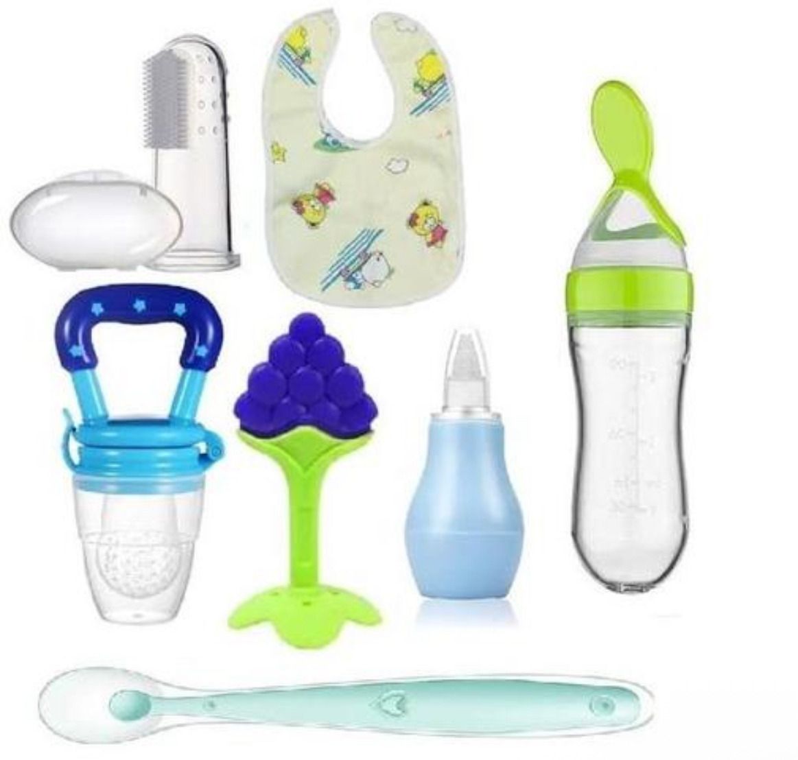 muphin trading company Pack of-7 baby daily silicone useful items (green) Teether and Feeder-picture-16