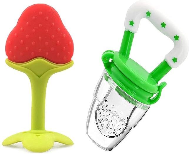 qtypie Kids Nipple Pacifier for Fruit Vegetable and Fruit Shape Silicone Teether(2pc) Teether and Feeder-picture-11