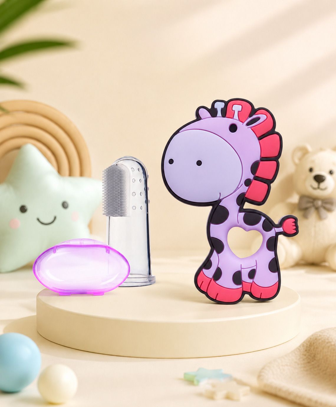 Baby Banana Teether with Soft Silicone Giraffe shape Molar Teething Toy Teether-image-38