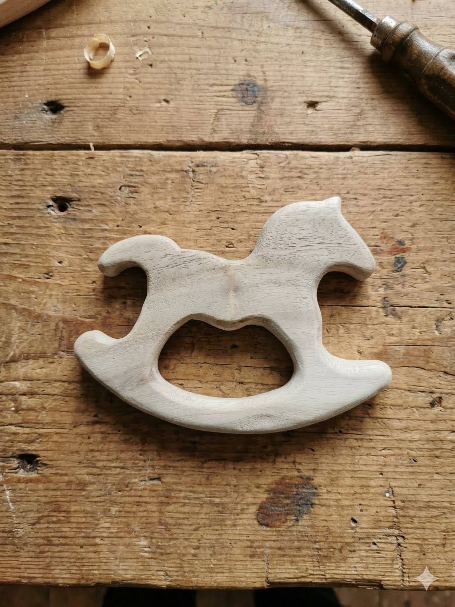 okechuku Wooden Horse Shaped Teether Natural Wood, Eco-Friendly & Non-Toxic Teething Toy Teether-picture-5