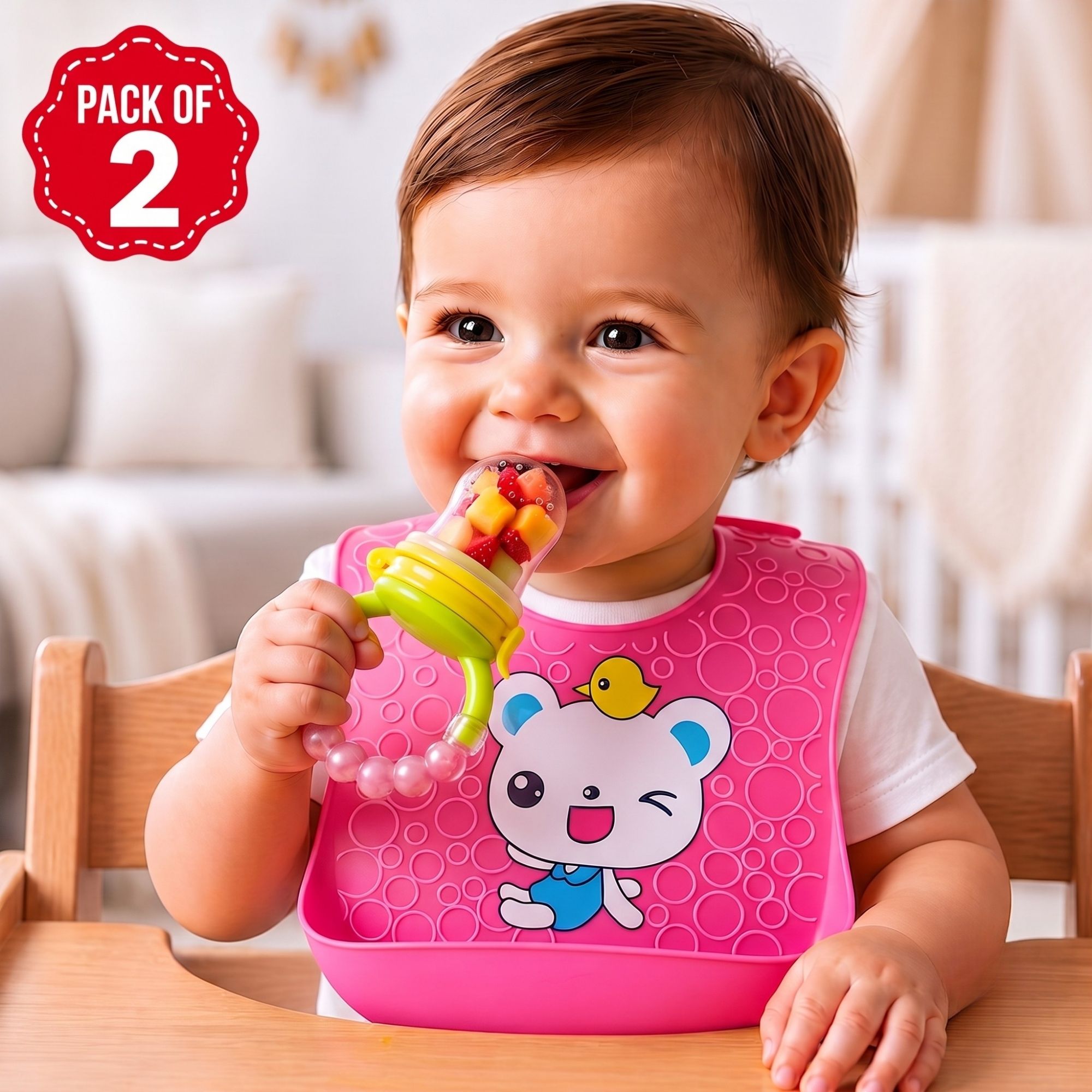 bembika Baby Fruit Feeder with Adjustable Bib Combo for Fruits & Food for Baby Feeding Feeder-picture-12