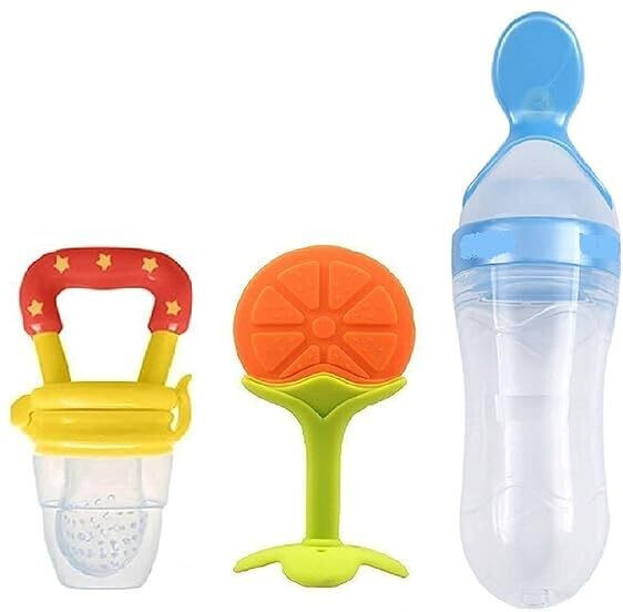 vadhavan 3 in1 Baby Combo Set-Feeding Bottle with Spoon, & Teether & Food Nibbler Teether and Feeder image 1
