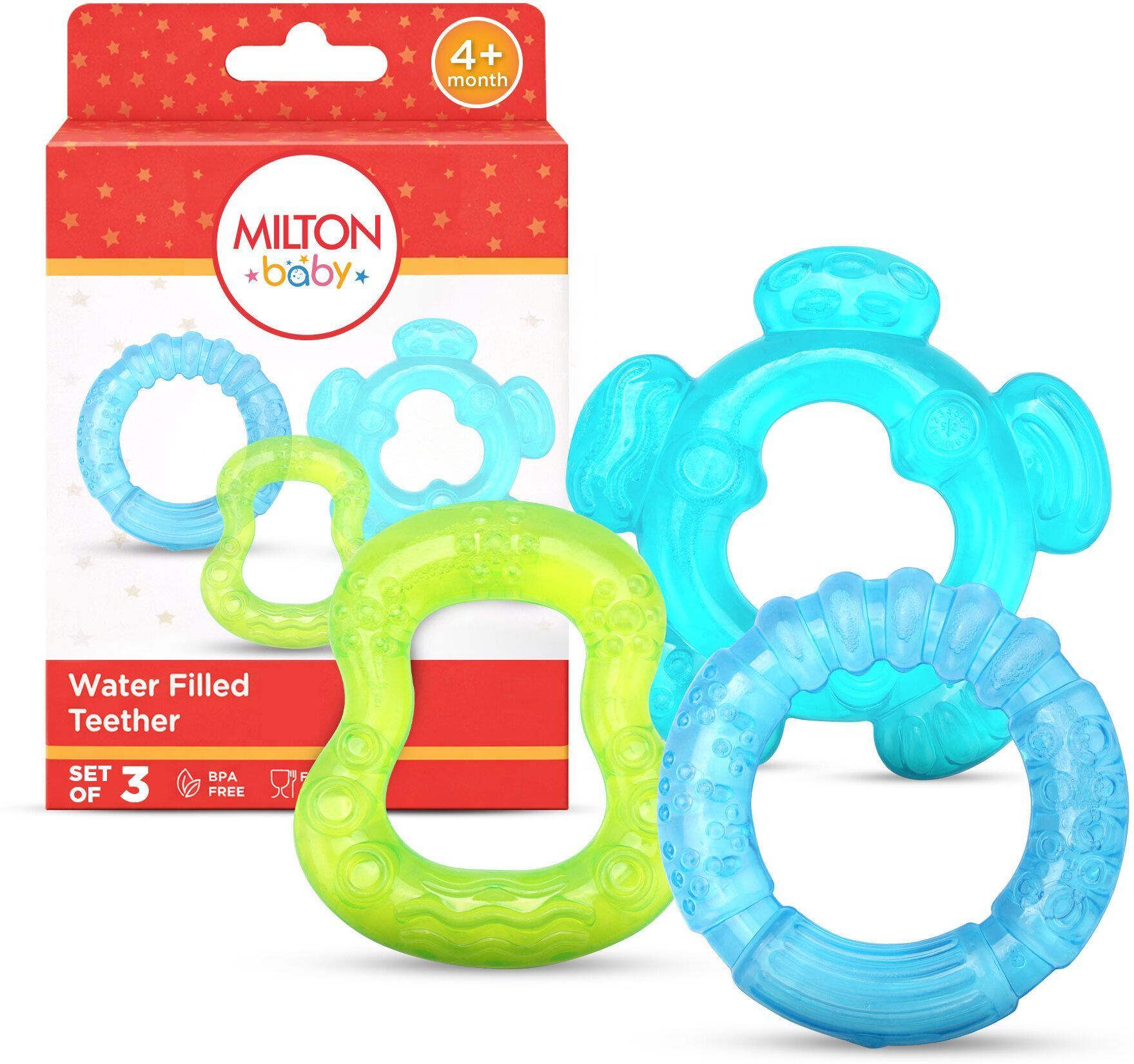 Water Filled Teether, 4+ Month I Set of 3 I Blue, Green, Light Blue Teether-image-17