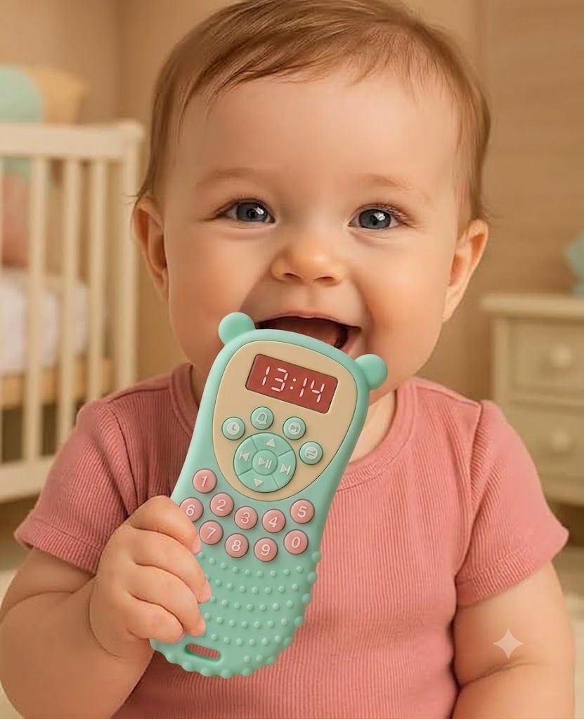 kudowhirl Silicone Baby Remote Teether Safe Gums Biting Skills Development Mobile Chew Toy Teether and Feeder-picture-20