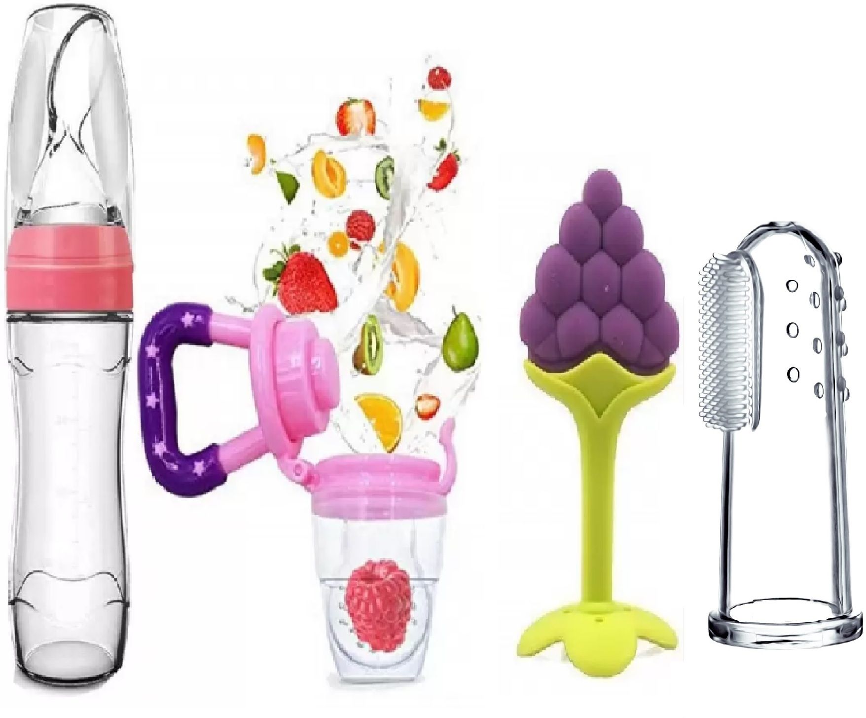 BPA Free Veggie Fruit Feed Nibbler Juicer, Baby Food Dispensing Spoon Bottle Teether