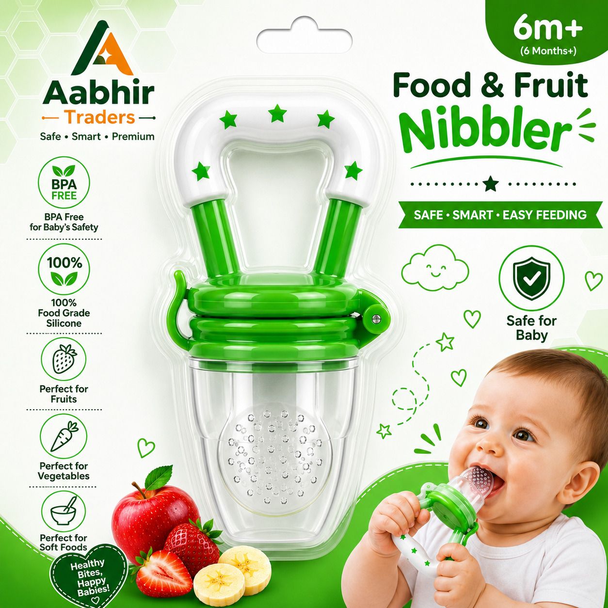 Silicone Food & Fruit Nibbler Feeder Teether and Feeder-image-9