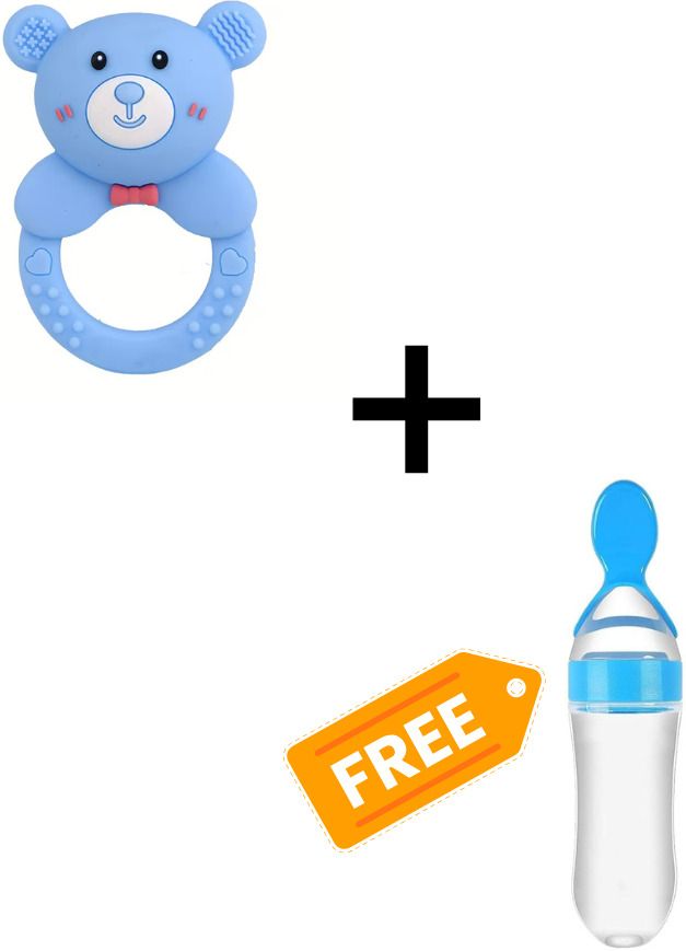 Bear Shape Teether Plus Free Bottle Food Feeder-image-2