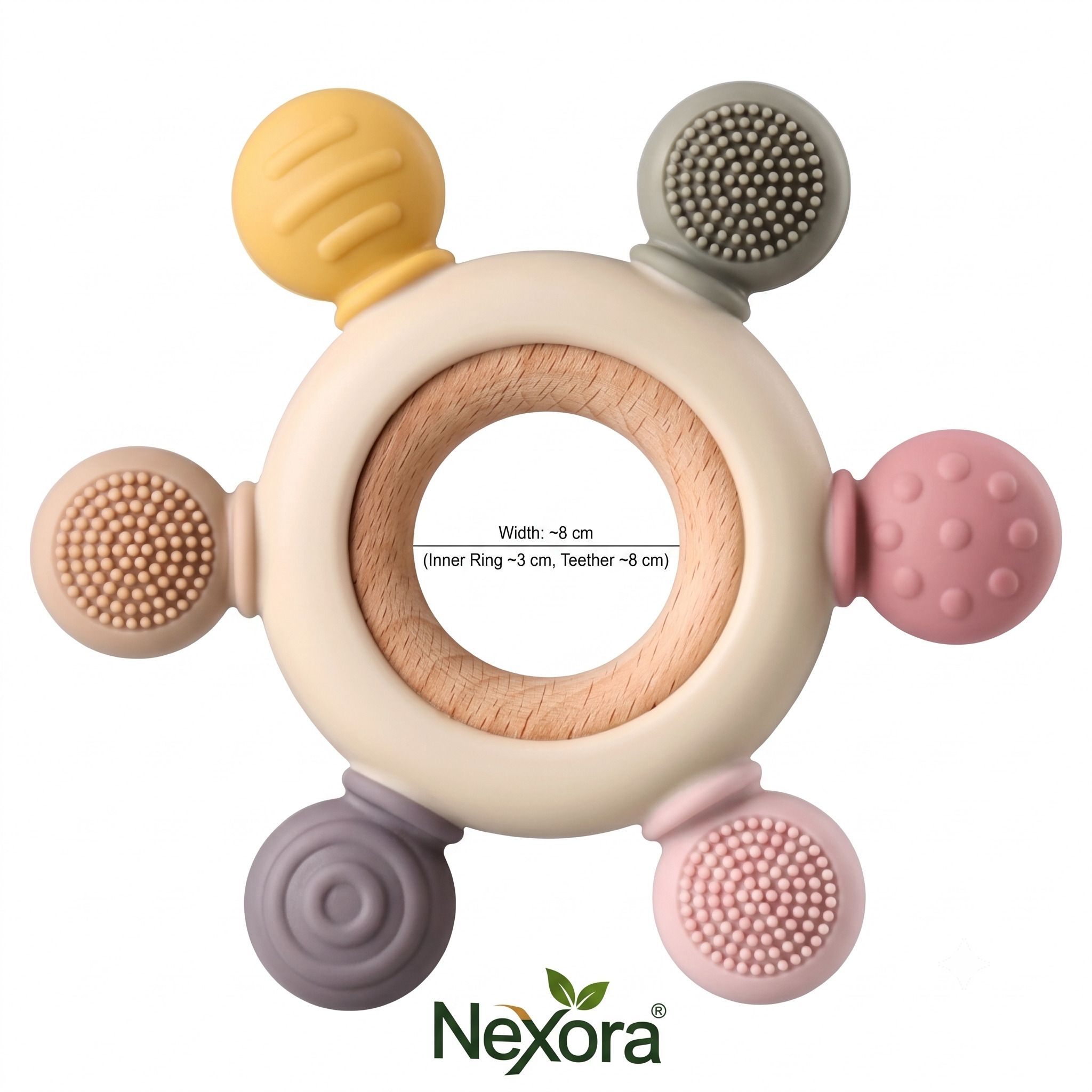 n4nexora Nexora Silicone Baby Teething Ring Soft Chew Toy for Babies Multicolor Teether and Feeder-picture-21