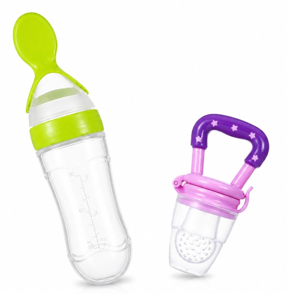 saforiaa Green Silicone Squeeze Spoon Feeder Bottle 90ml Teether and Feeder-picture-4
