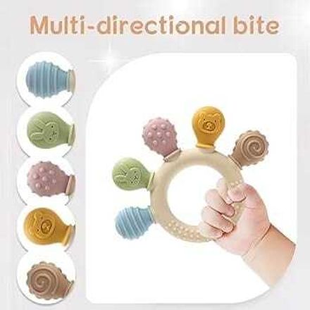 bazaarnest BPA Free Silicone Baby Teether Ring for Infants & Toddlers Teether-picture-25