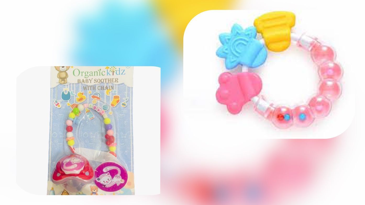 kidssmilez Baby soother with chain Pacifier Clips & Silicone Bell Teether Ring for infants Soother-picture-31
