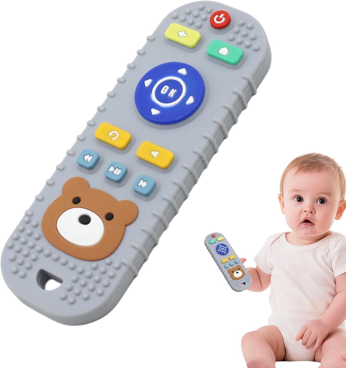 Teddy Bear Remote Silicone Teething Toy for Babies (Random color) Teether-image-49