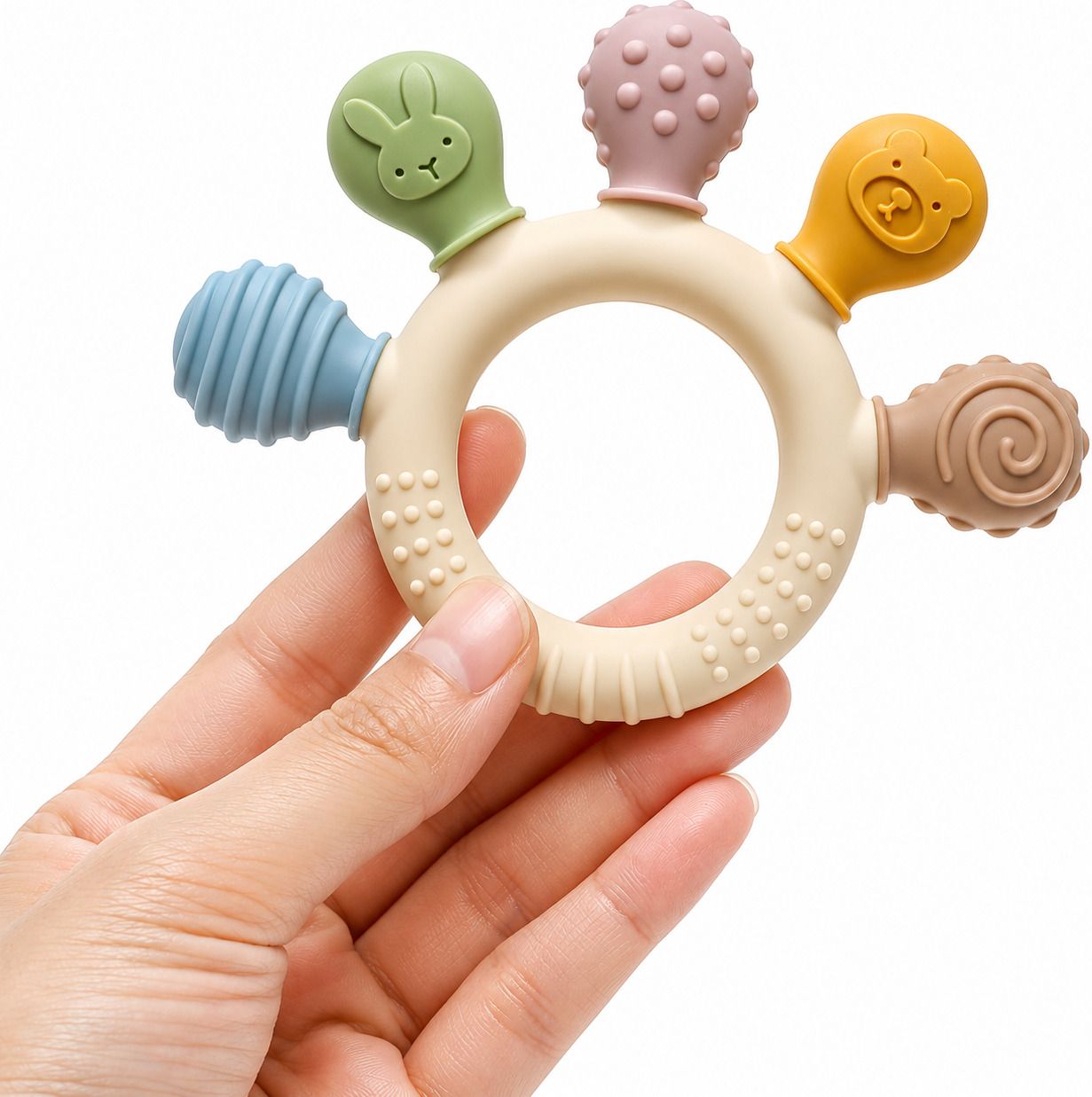 GripBuddy Silicone Small Ring Teether with Textured Multi-Sensory Grip Teether Teether-image-8