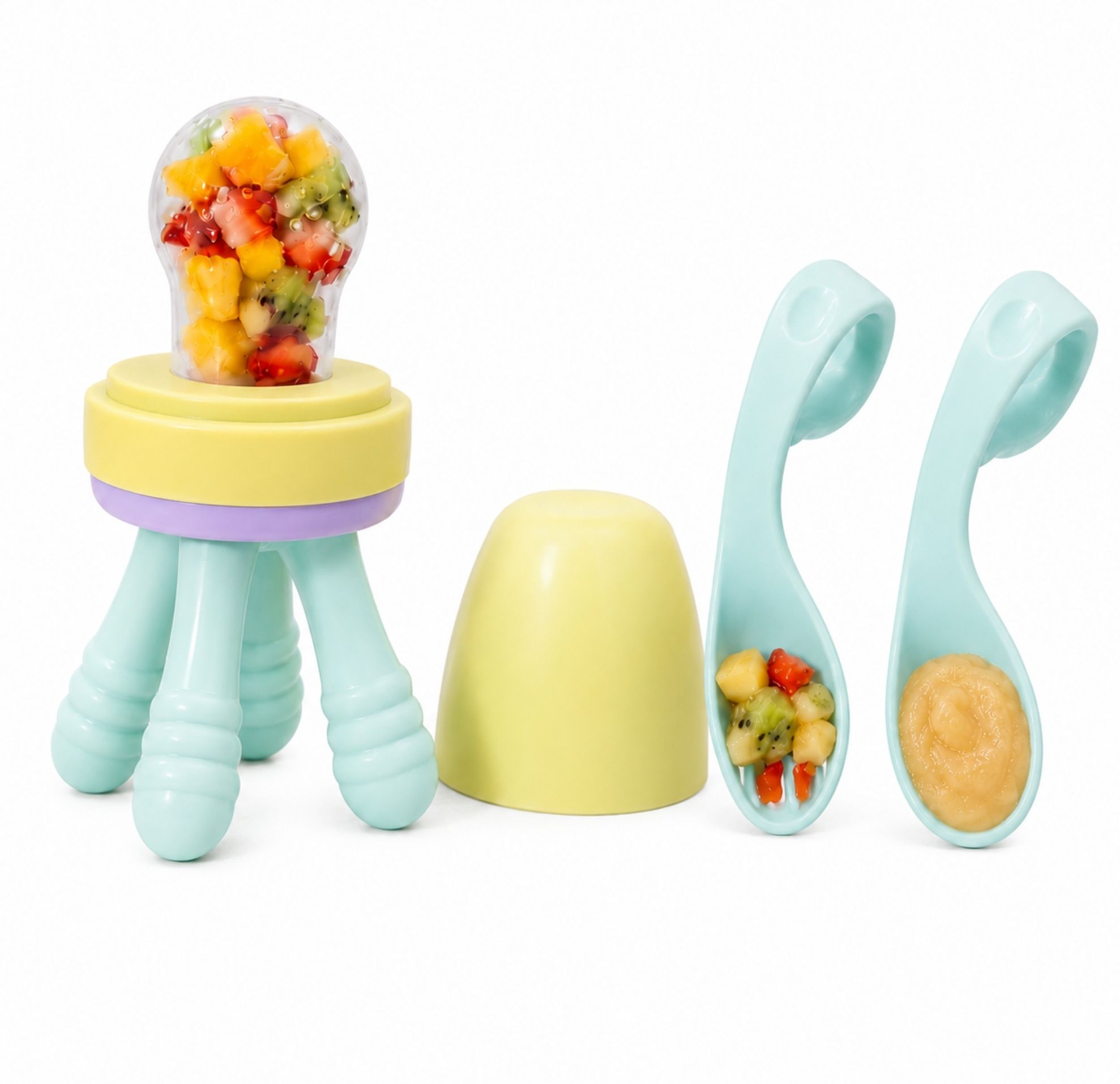 Baby Fruits & Food Feeder with Spoon & Fork Set Self Feeding Nibbler for Infants Feeder-image-16