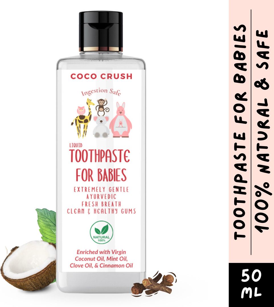 coco crush Ayurvedic Baby Toothpaste with Coconut Oil, Edible Peppermint Oil | 100% Natural Soother-picture-10