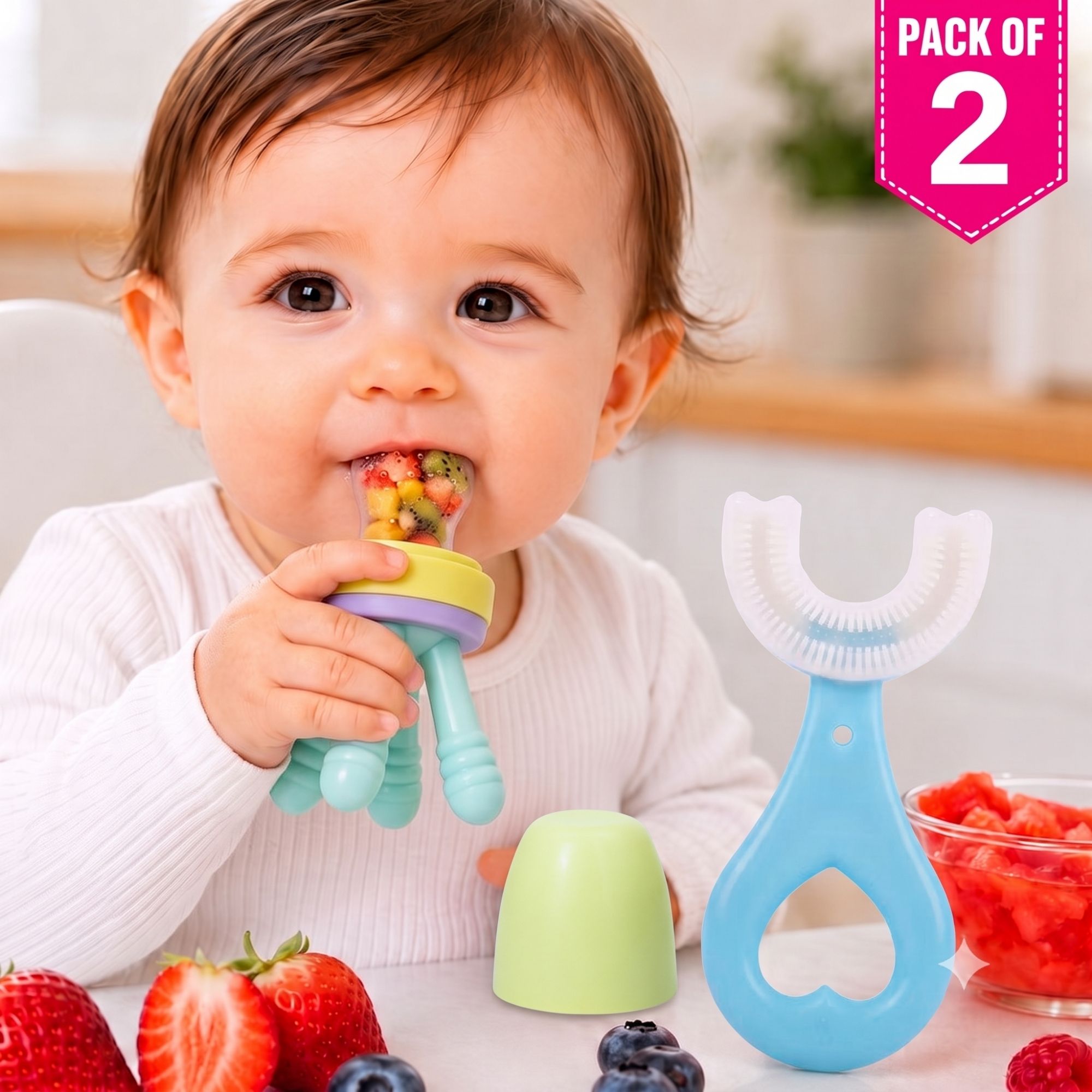 bembika Baby Fruit Feeder with U-Shaped Teether Combo Nibbler Pacifier for Fruits & Food Feeder-picture-13
