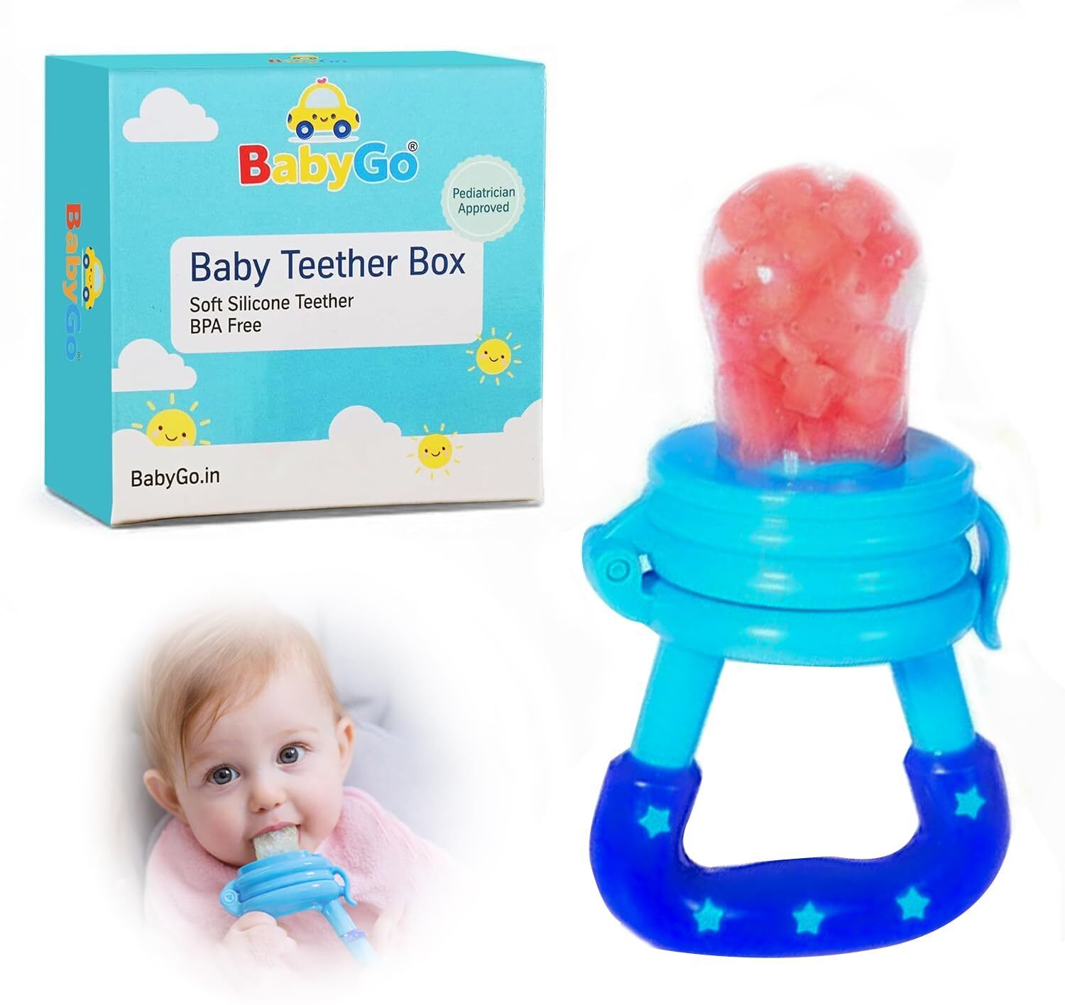 Baby Teether Shooter Toy , Soft Silicone Teething Toy with Shooter Soother-image-6