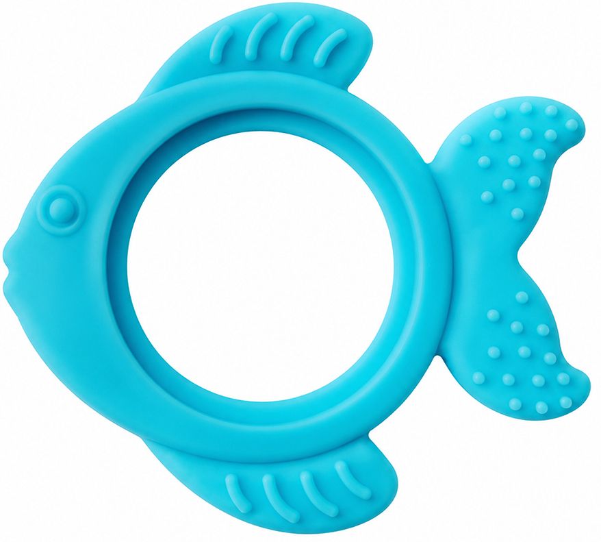 bakemo Fish Shape Baby Silicone Teether Ring, BPA Free Soft Chew Toy, Teether-picture-36