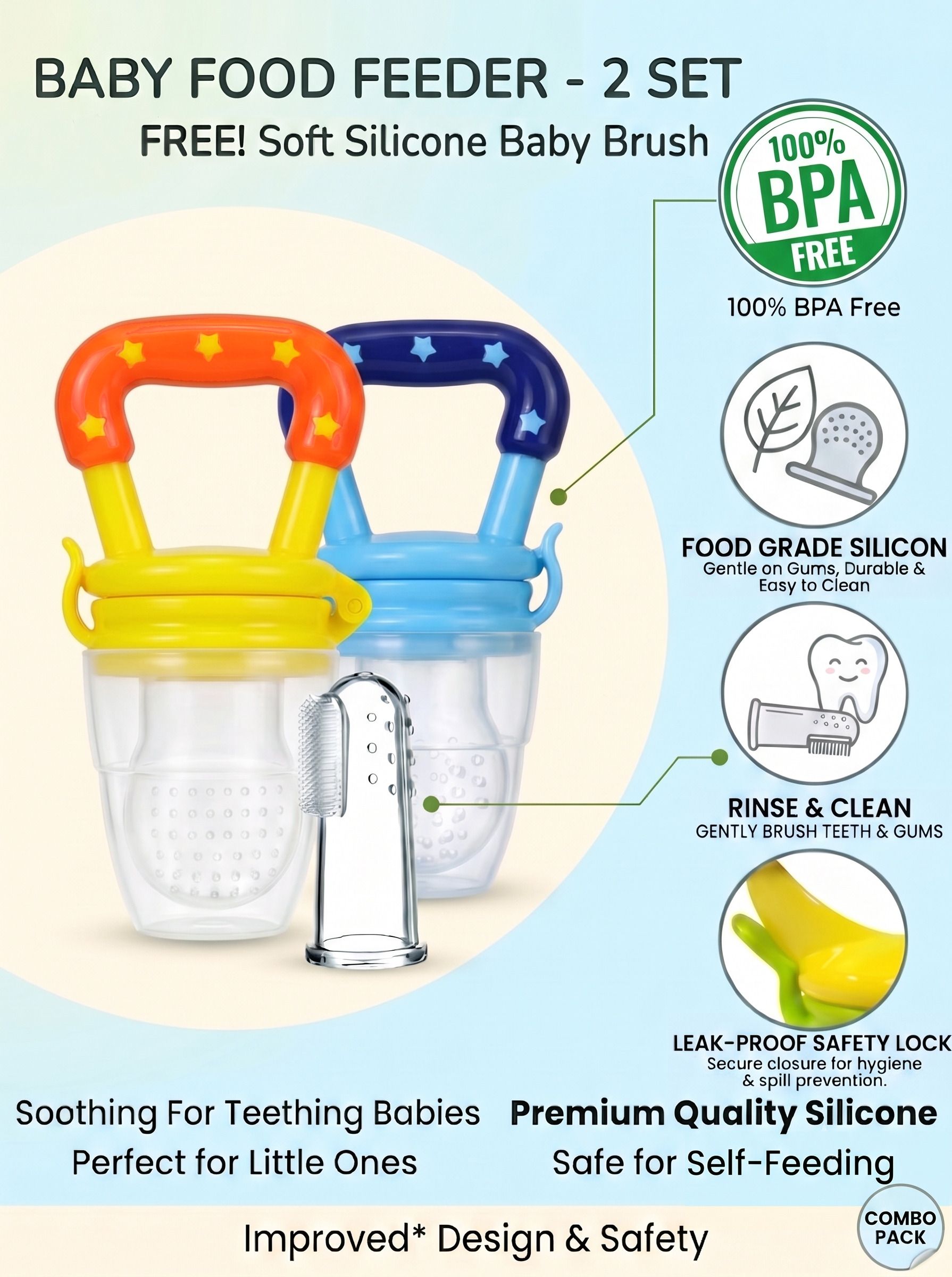 soumaya - simply the best Fruit Feeder & Teething Toy|Food Grade Silicone|Brush for Oral Hygiene|S Feeding Teether and Feeder-picture-52