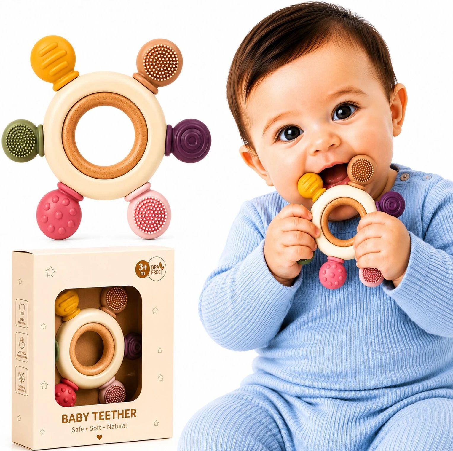 Silicon teether for babies, baby teether silicon toys, baby teeth soft toys Teether-image-2