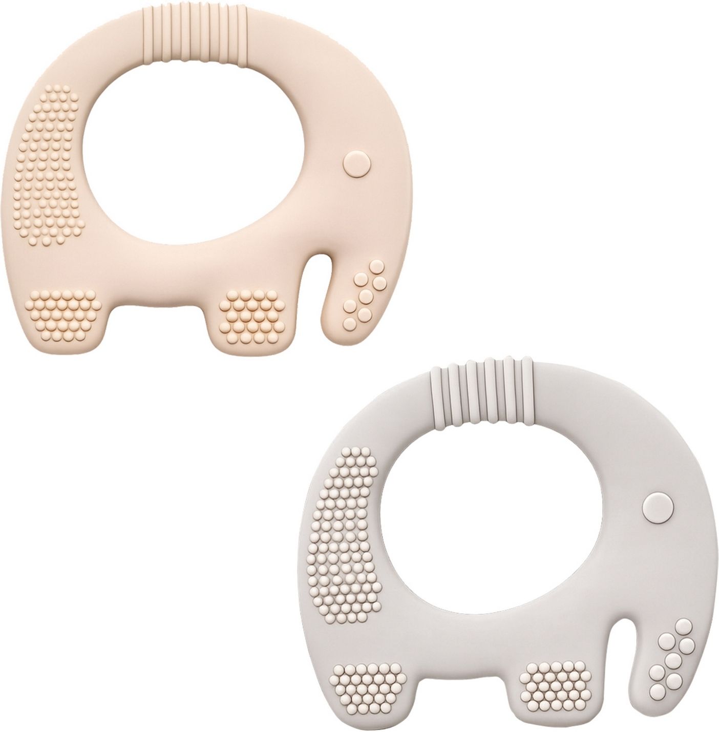 Soft Food Grade Silicone Elephant Teether Combo Cream-Grey 2 Pieces Baby Set Teether-image-20