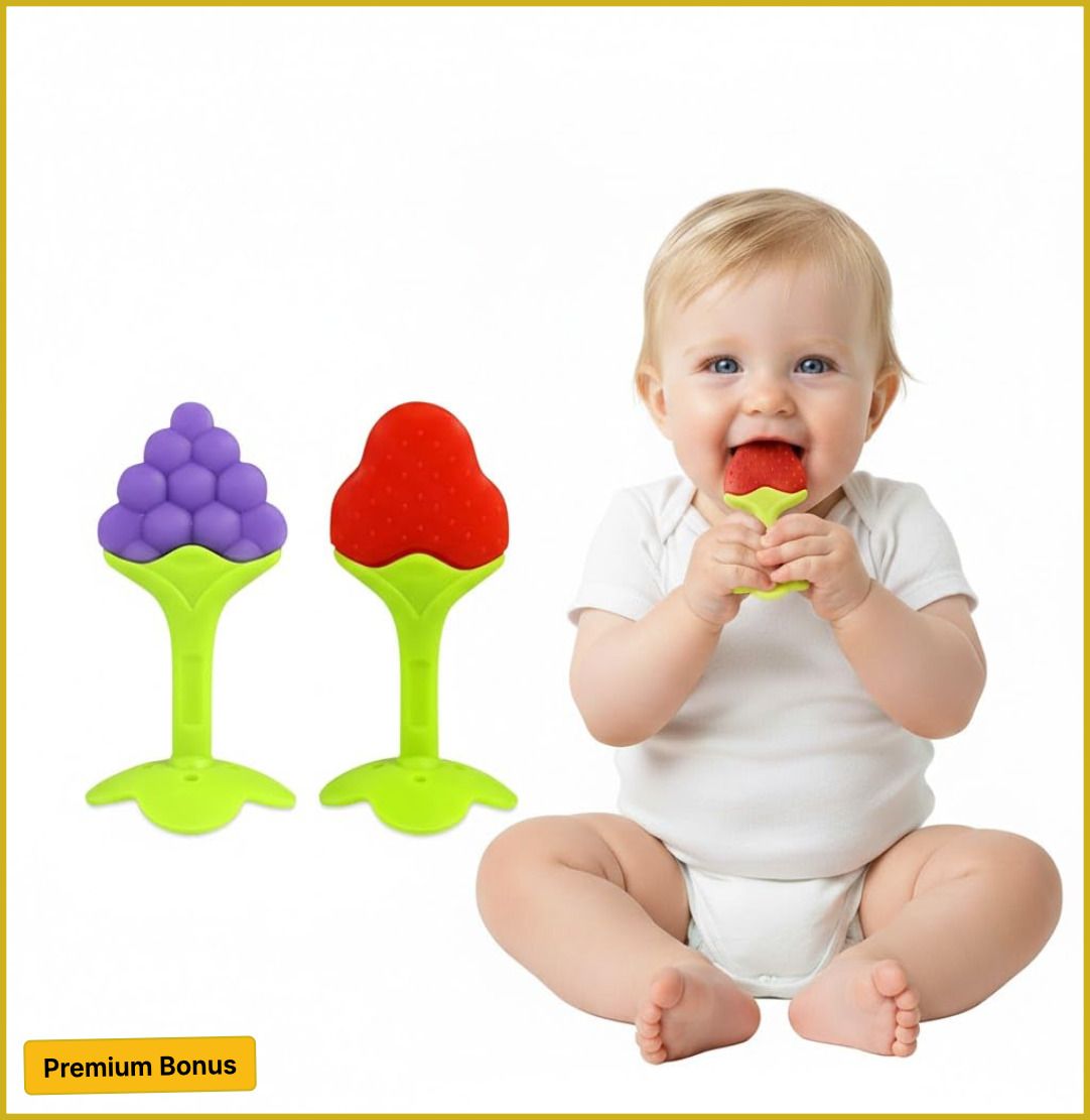 bebe soin Baby Stand Teether 2pc for Babies & Infants 0-3 Years, Soft Texture & Non-toxic Feeder-picture-11