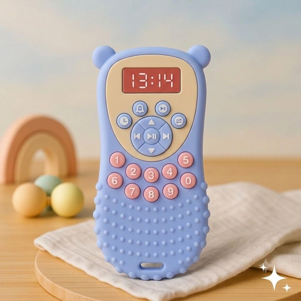 kudowhirl Silicone Baby Remote Teether Safe Gums Biting Skills Development Mobile Chew Toy Teether and Feeder-picture-34