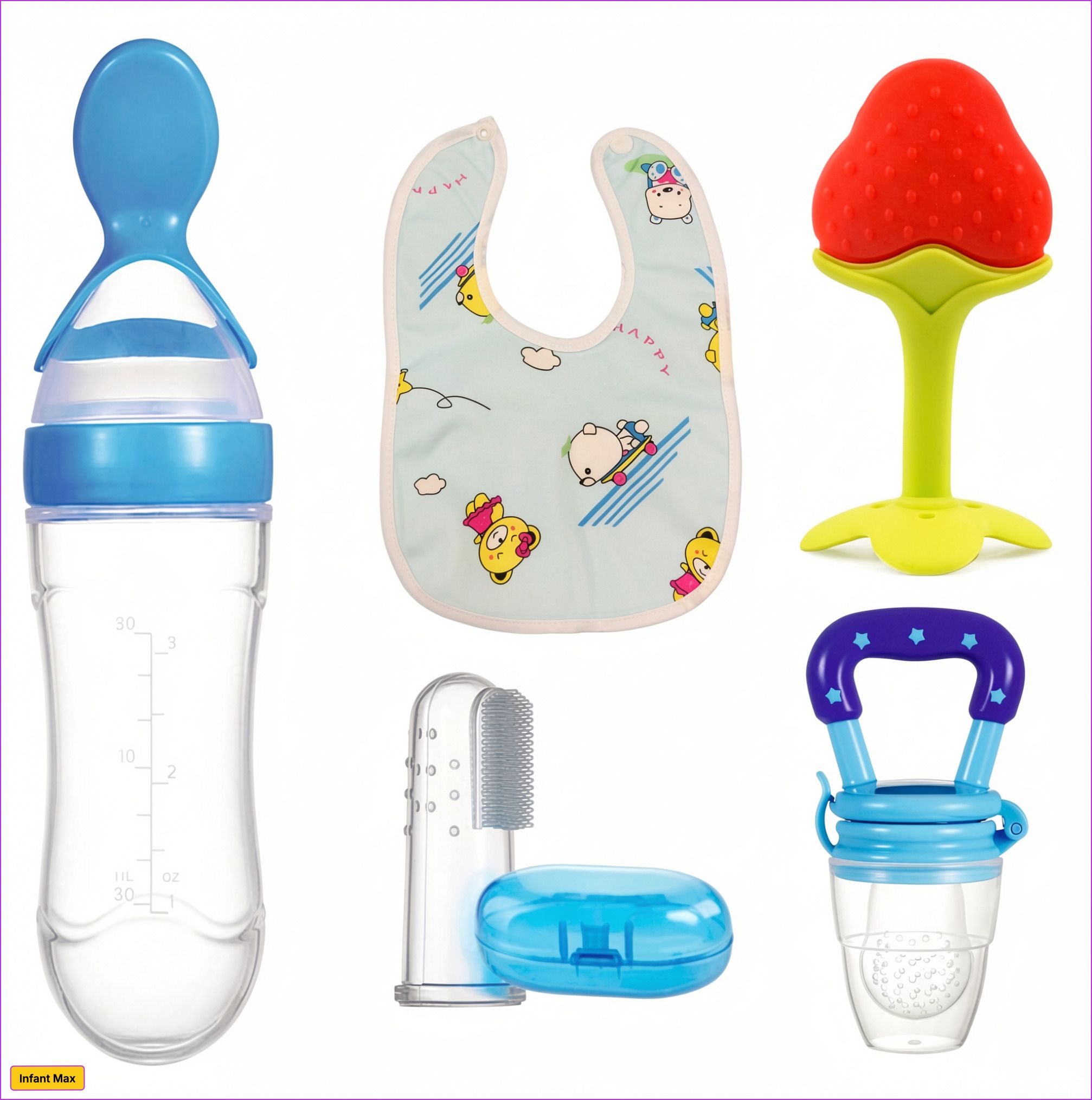 bubblino Baby 5pc Feeding Combo Set for New BornBabies (3-48 Months) | Multicolor Teether and Feeder-picture-43