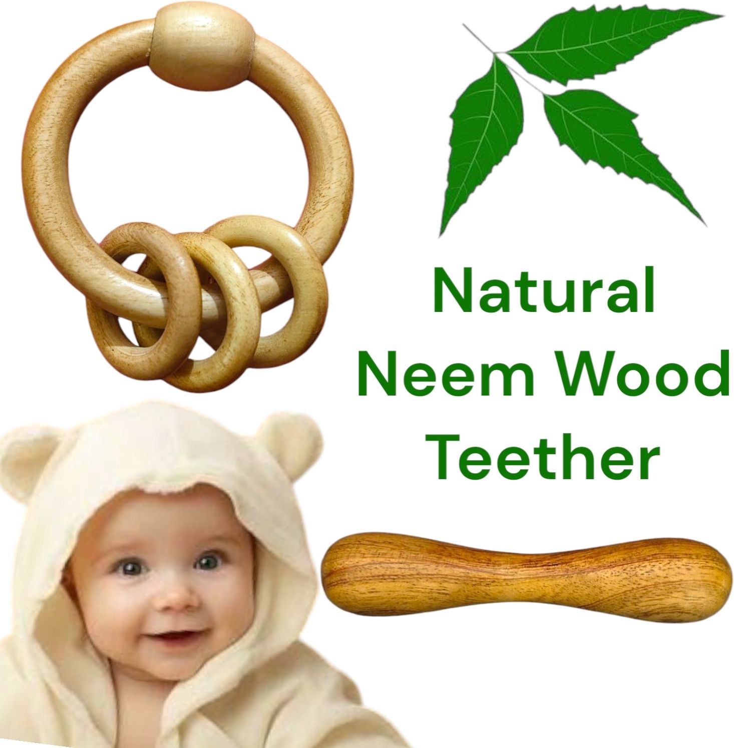 Natural Pure Neem Wood Rattles for Baby Rattle