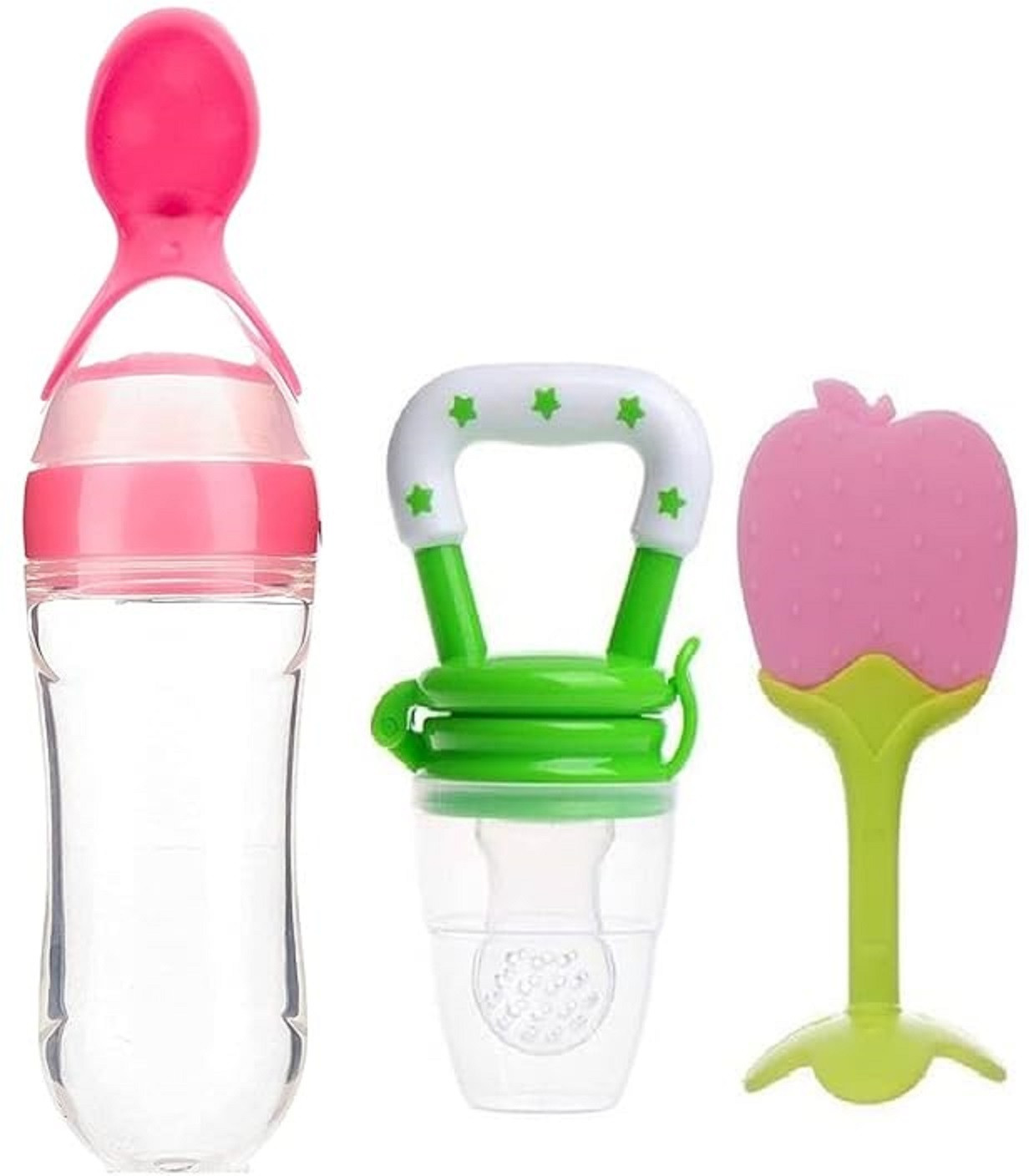 qtypie Silicone Feeding Milk Bottle & Fruit feeder & Silicone Teether (Combo Pack 3) Teether and Feeder image 1