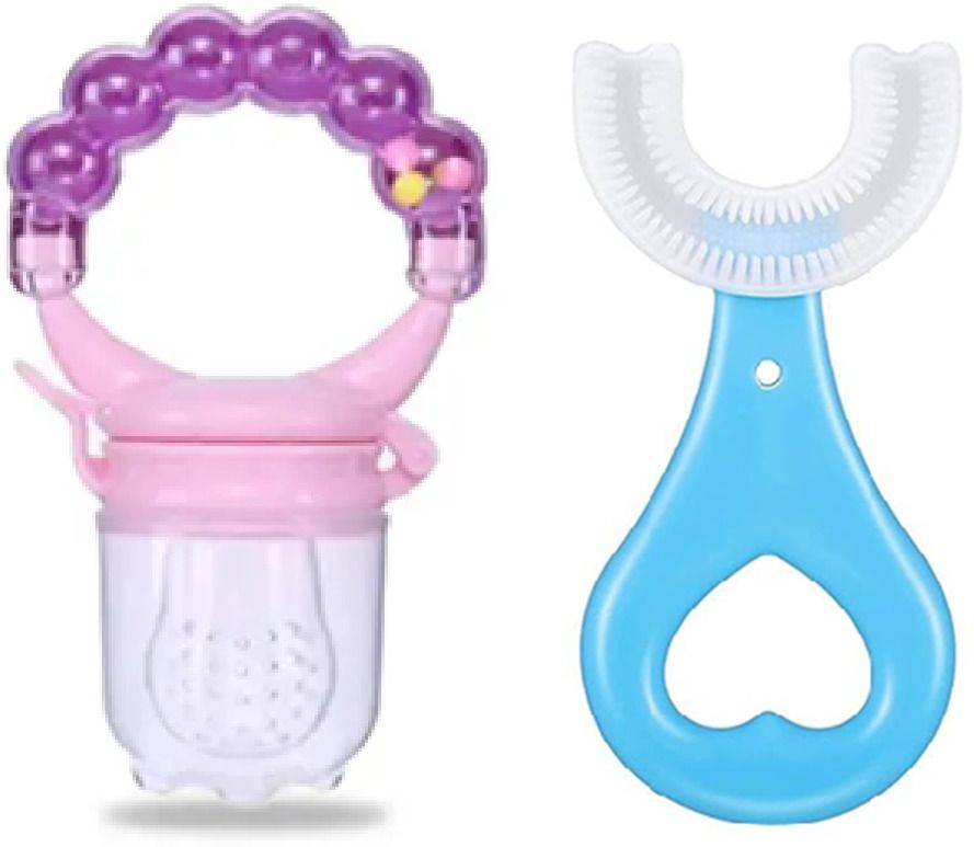 Baby Ring Nibbler Pink & U Shape Brush Soother-image-10