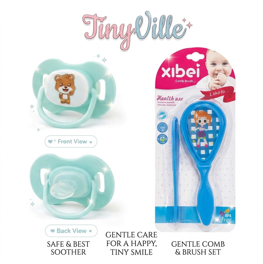 tinyville Baby comfy Soother nd Hot hair brush set Soother-picture-35
