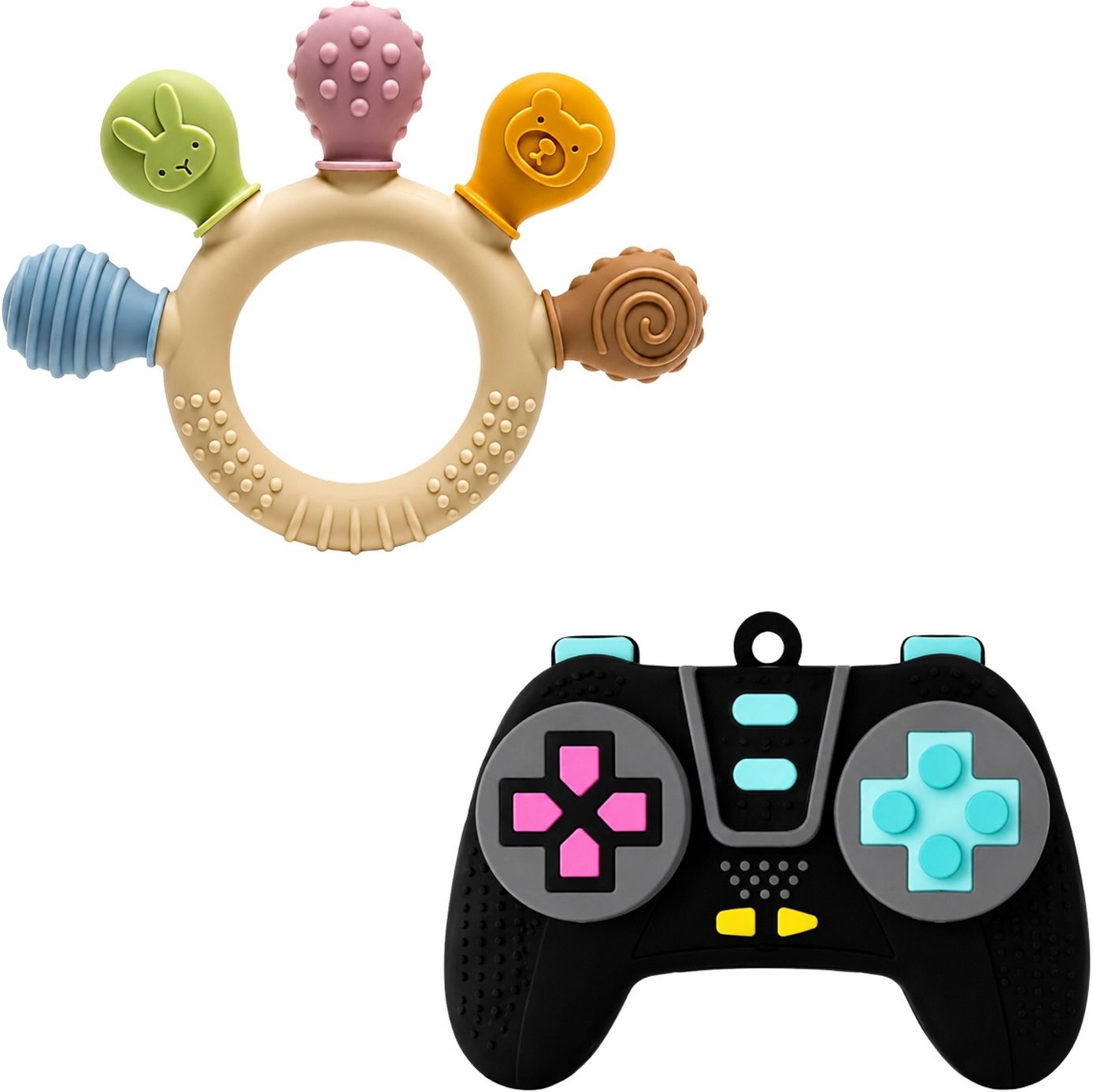 Baby Gum Massage Multi Texture Ring and Gamepad Silicone Teether Combo Set Teether-image-39
