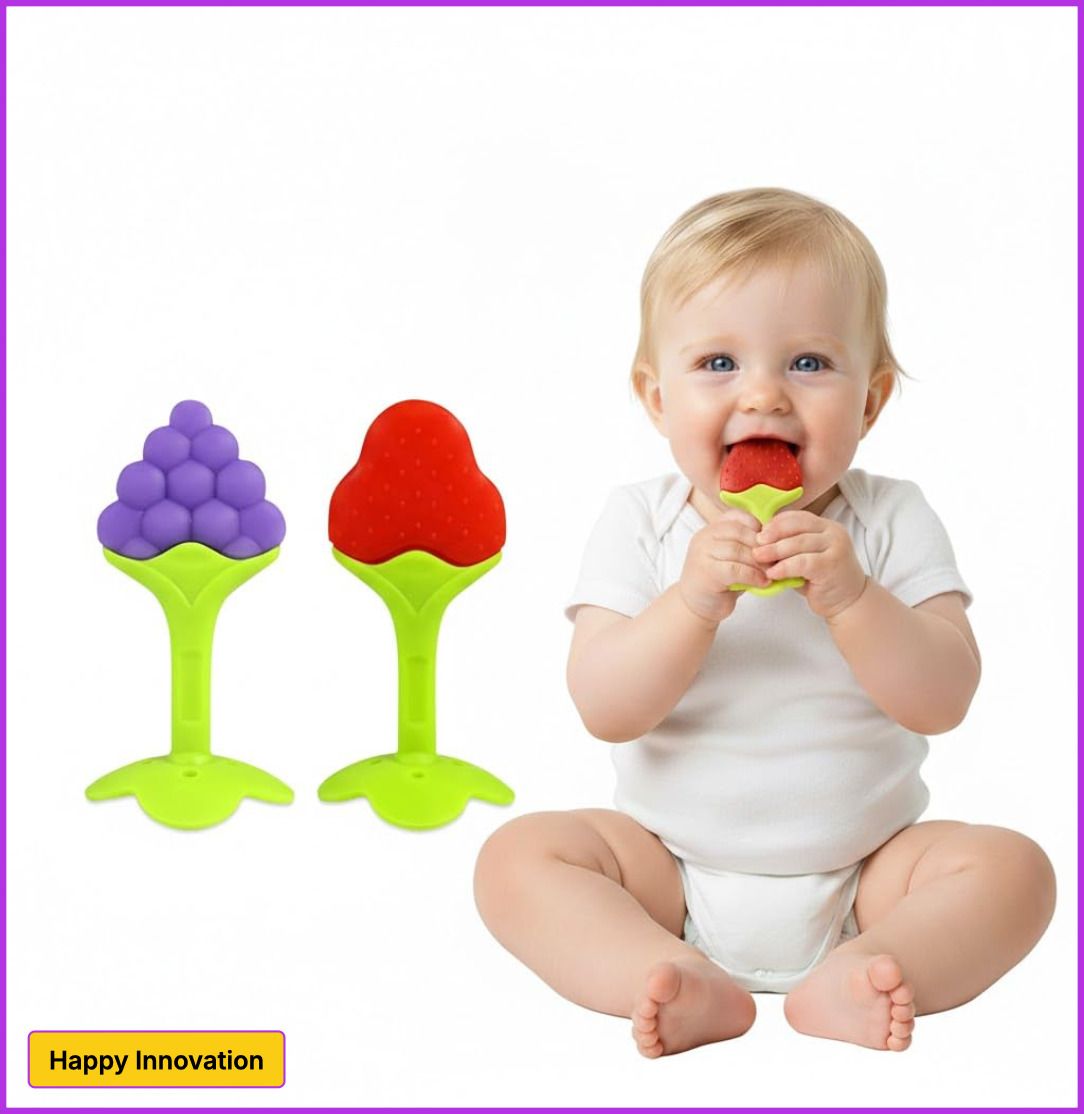 Baby Stand Teether 2pc for Babies & Infants 0-3 Years, Soft Texture & Non-toxic Feeder-image-44