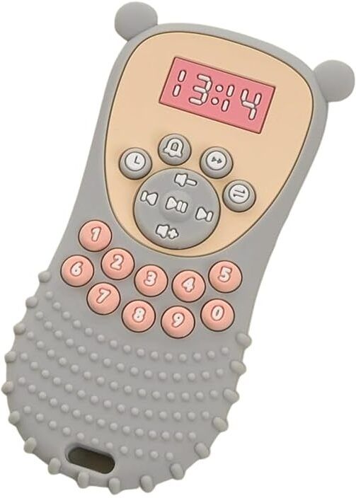Silicone Baby Teether Toy Remote Shape Soft Sensory Gum Relief Teether (Grey) Teether-image-2