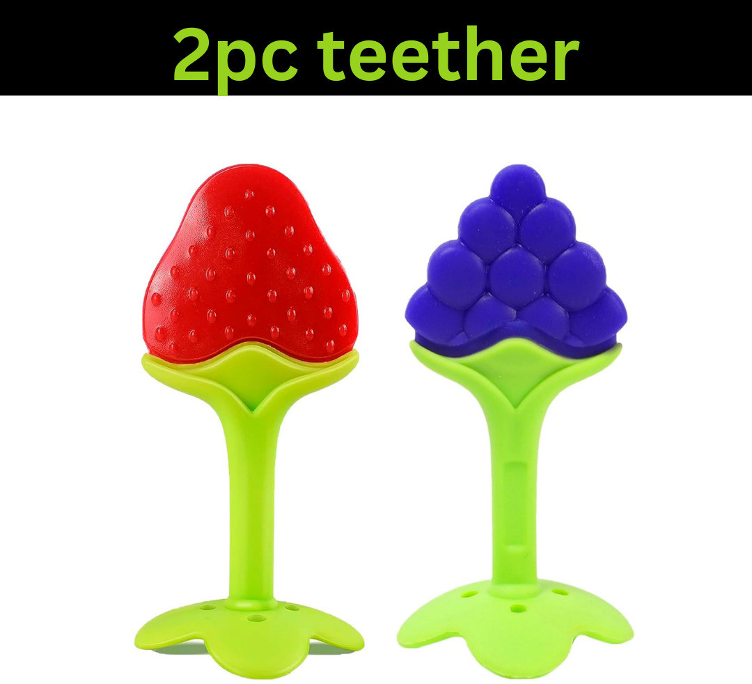 fusion fly Silicone BPA Free Natural Teether with Storage Box for Newborn Infant(2 pieces ) Teether image 1