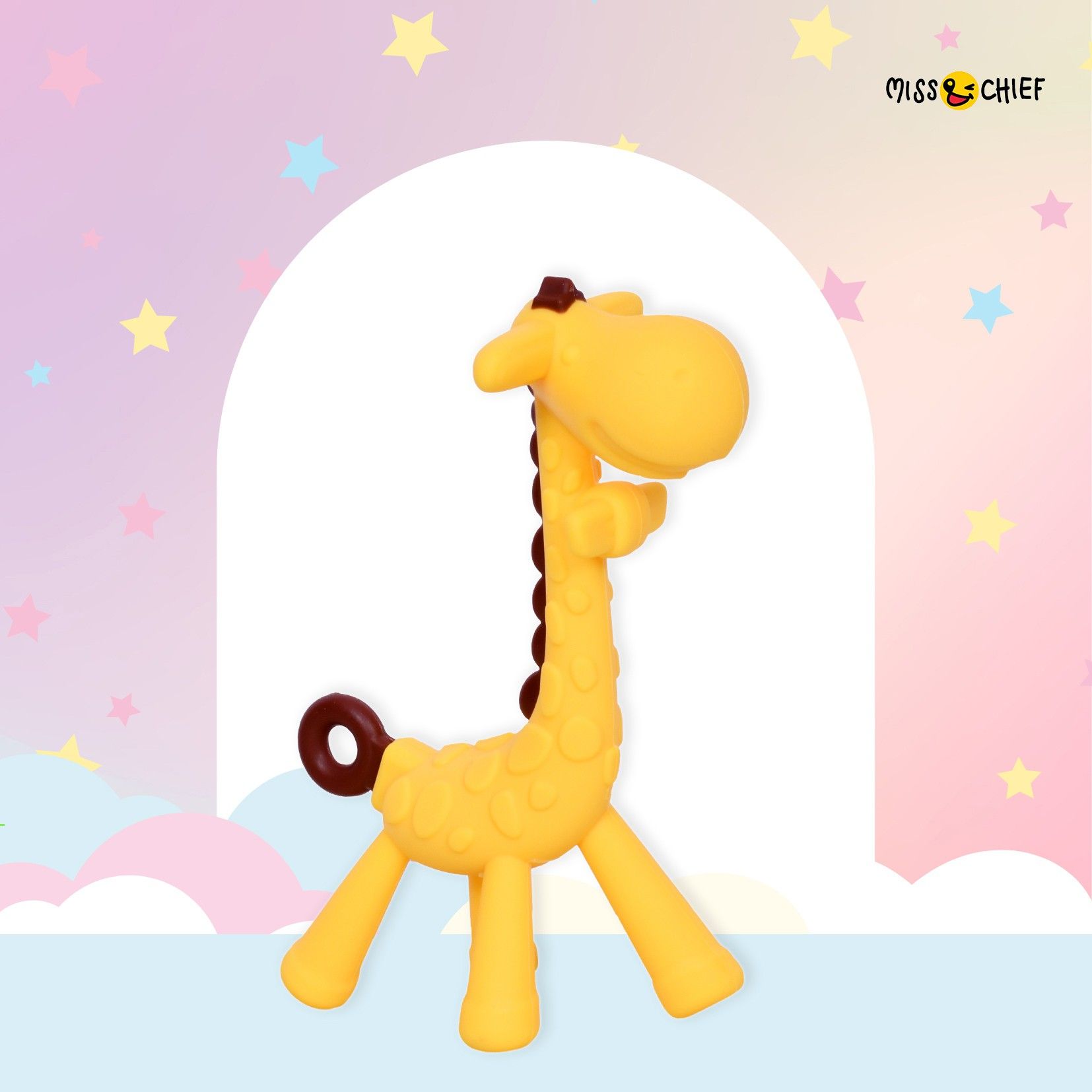 Giraffe Shape Food Grade/BPA Free Silicone Teething Baby Teether/Toy/Teething Stick for Babies (Teether Yellow, Pack of 1) Teether