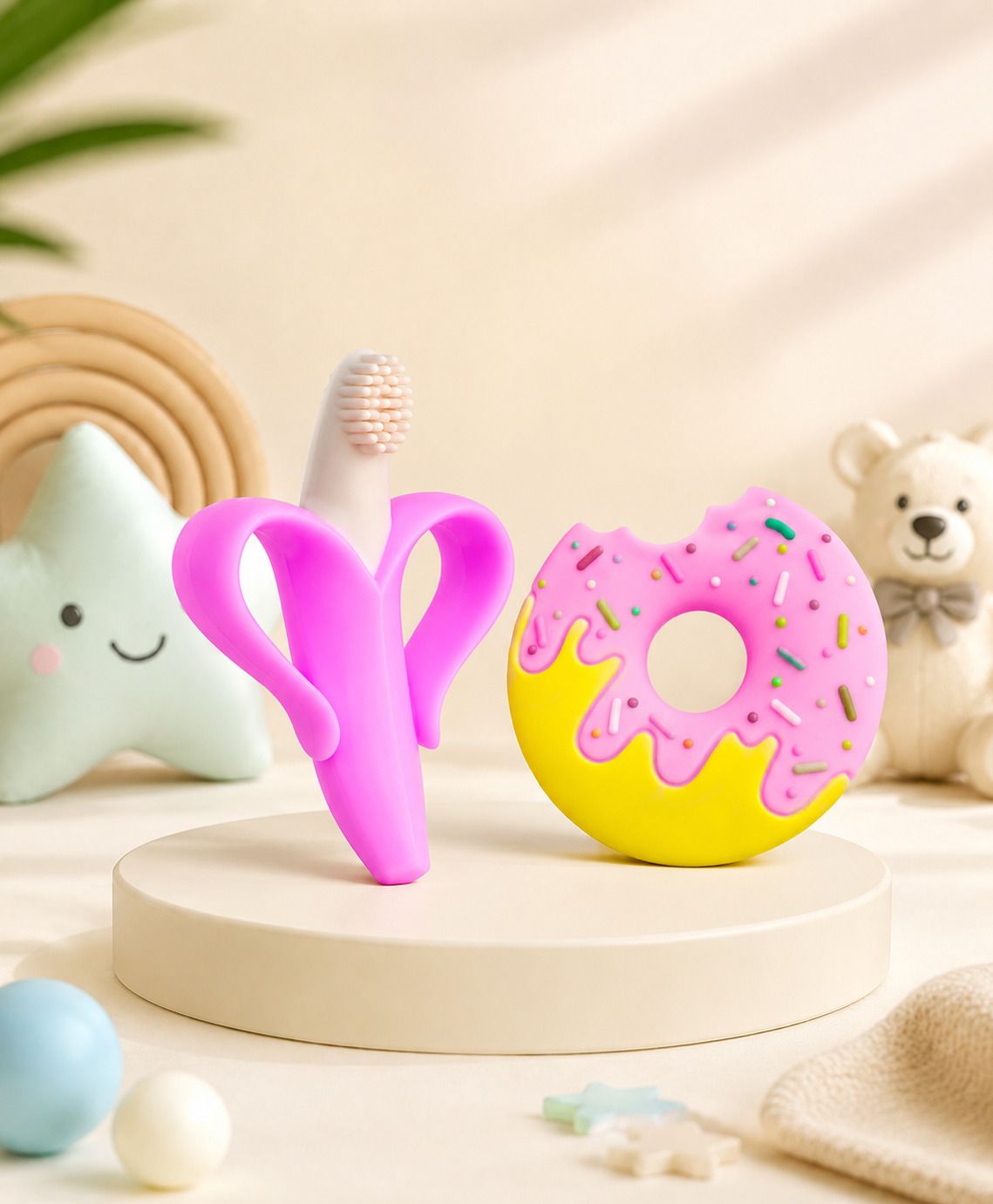 the cheeky kidzz Baby Banana Teether with Soft Silicone Donut shape Molar Teething Toy Teether-picture-47