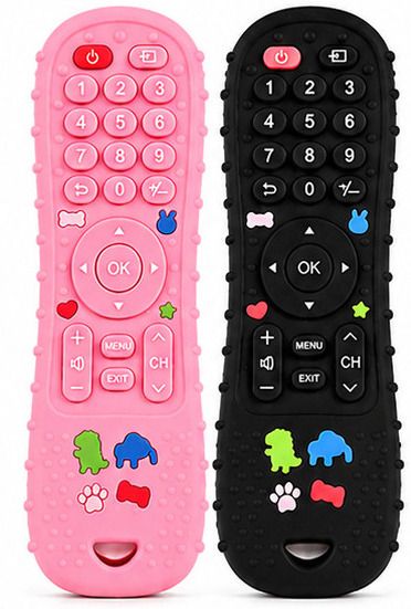 Silicone Remote Control Teether Pack of 2 BPA Free Soft Baby Chew Toy Teether-image-1