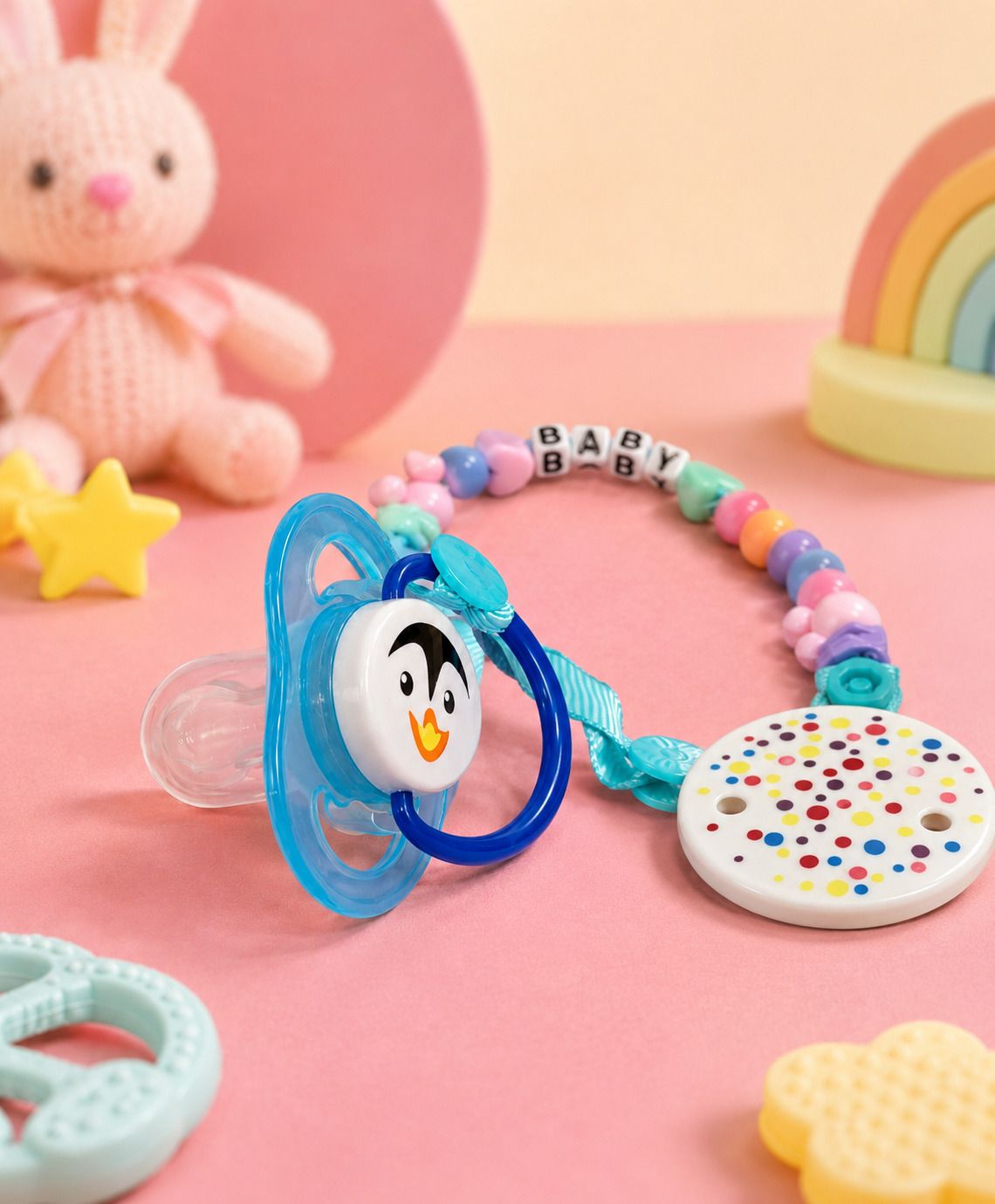 the cheeky kidzz Baby Pacifier with Beaded Chain Clip | Orthodontic Nipple | BPA Free Teether and Feeder-picture-45