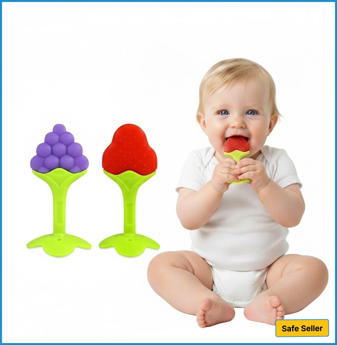 Baby Stand Teether 2pc for Babies & Infants 0-3 Years, Soft Texture & Non-toxic Feeder-image-38