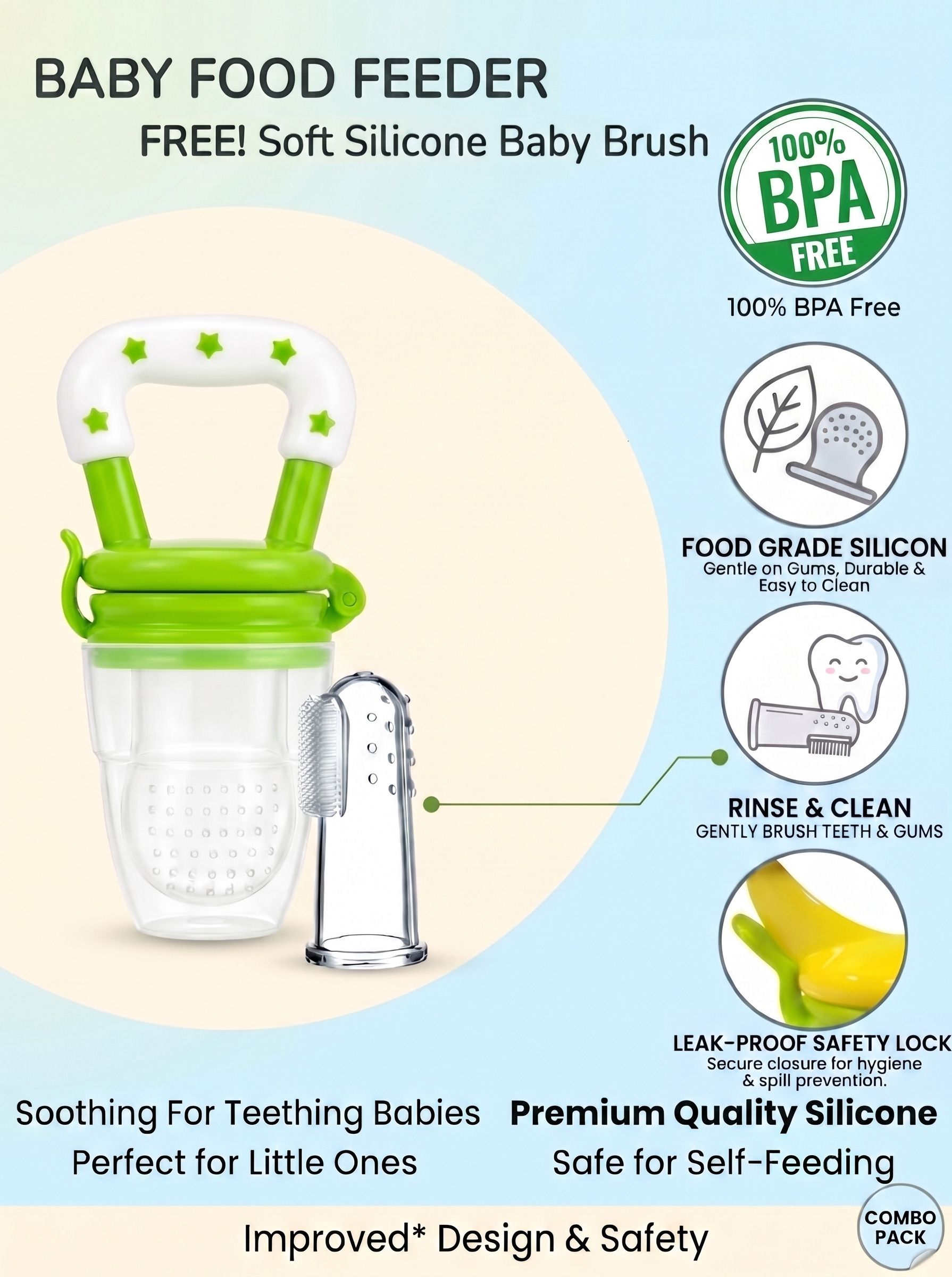 soumaya - simply the best Fruit Feeder & Teething Toy|Food Grade Silicone|Brush for Oral Hygiene|S Feeding Teether and Feeder-picture-49