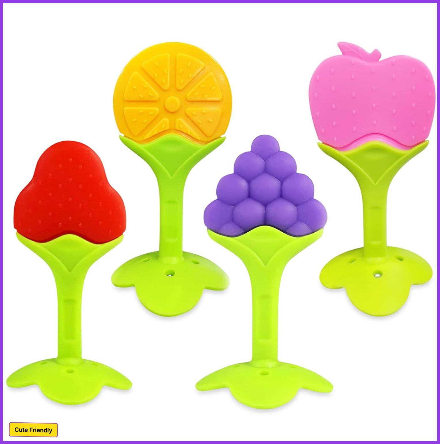 Pack of 4 Silicone Baby Teether for 5-12 Months, BPA Free Silicone Teether-image-20