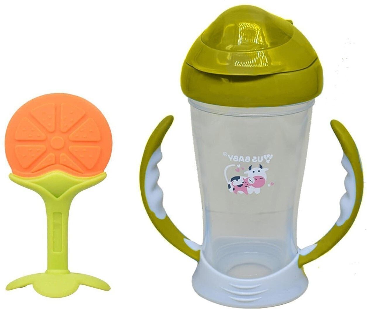 Baby Silicone Fruit Shape Standing Teether With Bottom Handle 200ml Sipper Teether and Feeder-image-44