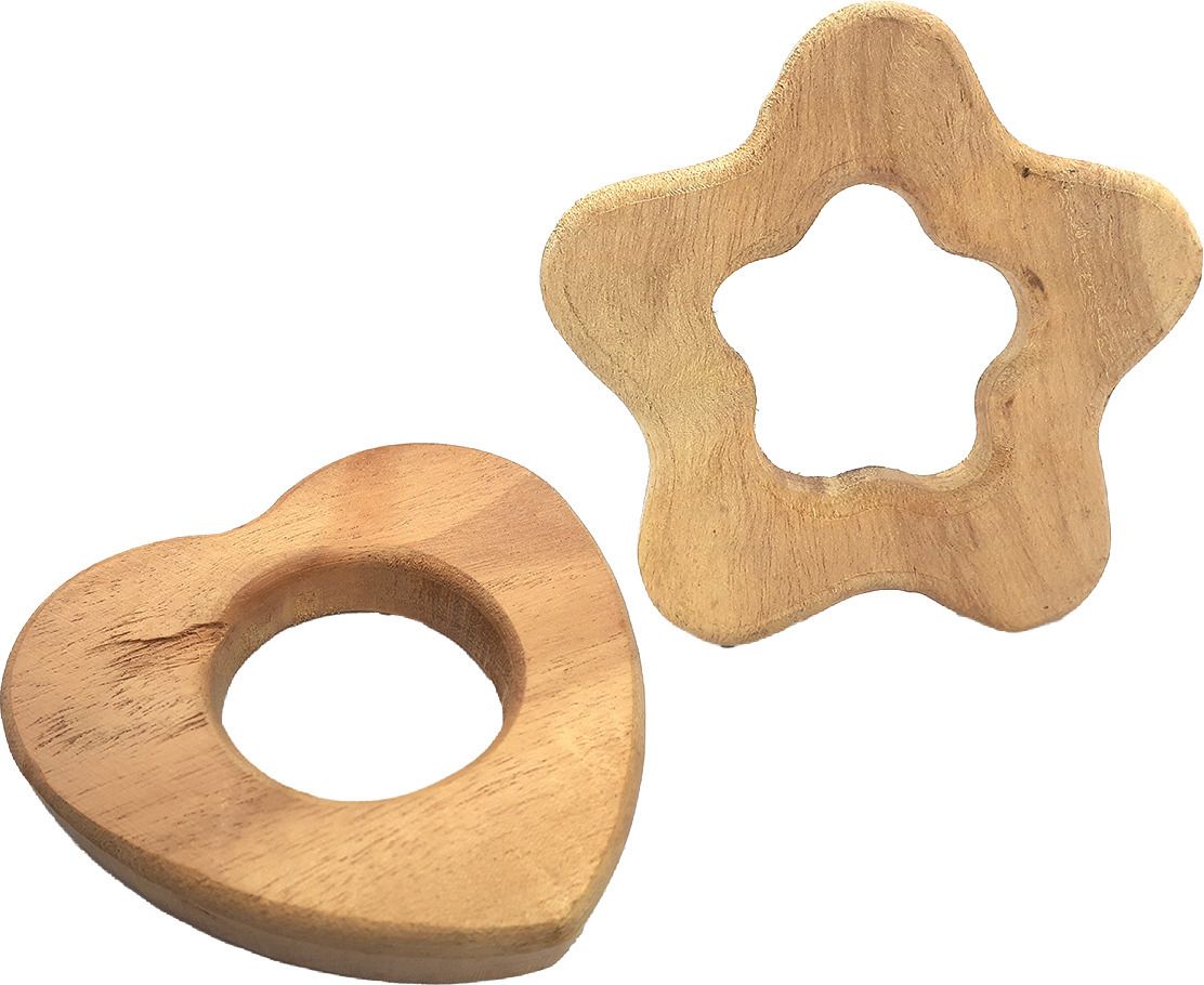 Neem wood teether heart star shape 2 Soother-image-7