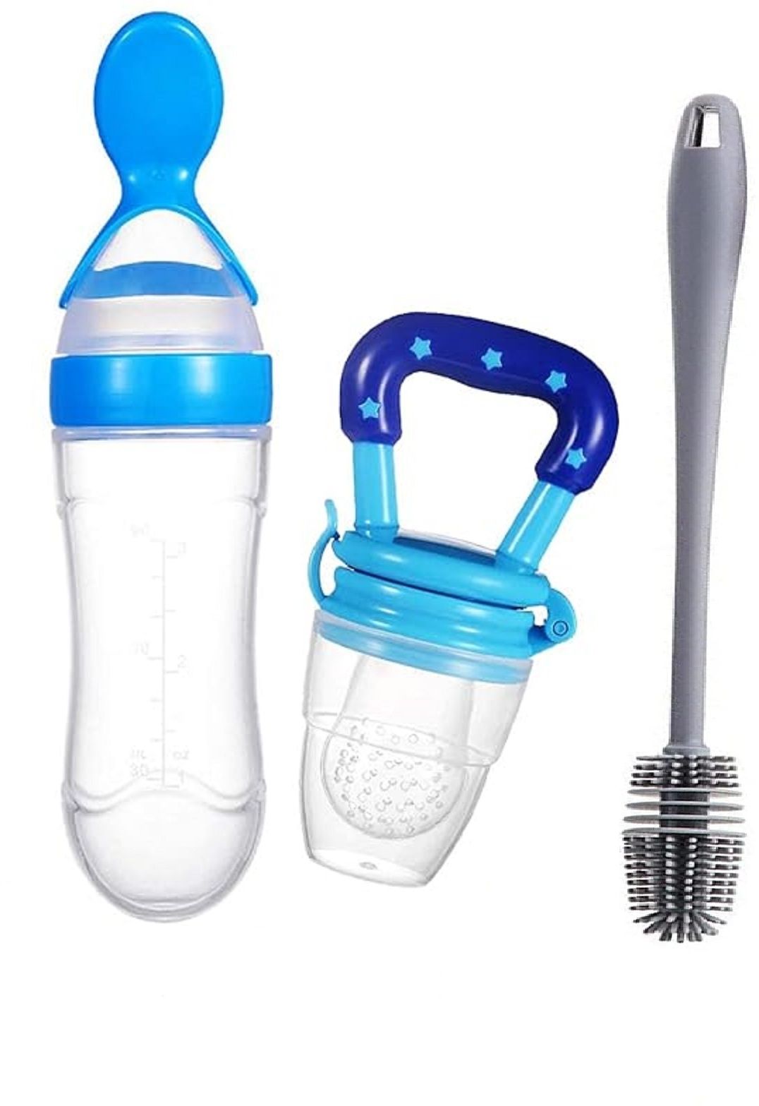 90ml Baby Feeding Bottle Squeeze Spoon Bottle & Fruit Nibbler & Cleaning Brush Teether and Feeder-image-20