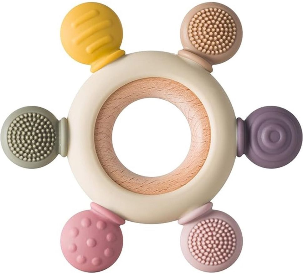vedmik Silicone & Natural Wooden Baby Teether Teether-picture-18