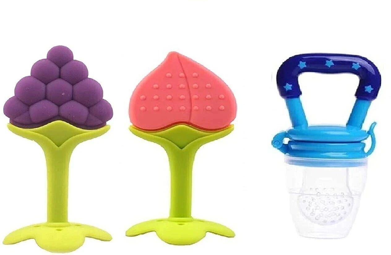 Baby Fruit Nibbler and Feeder with Fruit Shape Silicone Teether for Soother-image-35