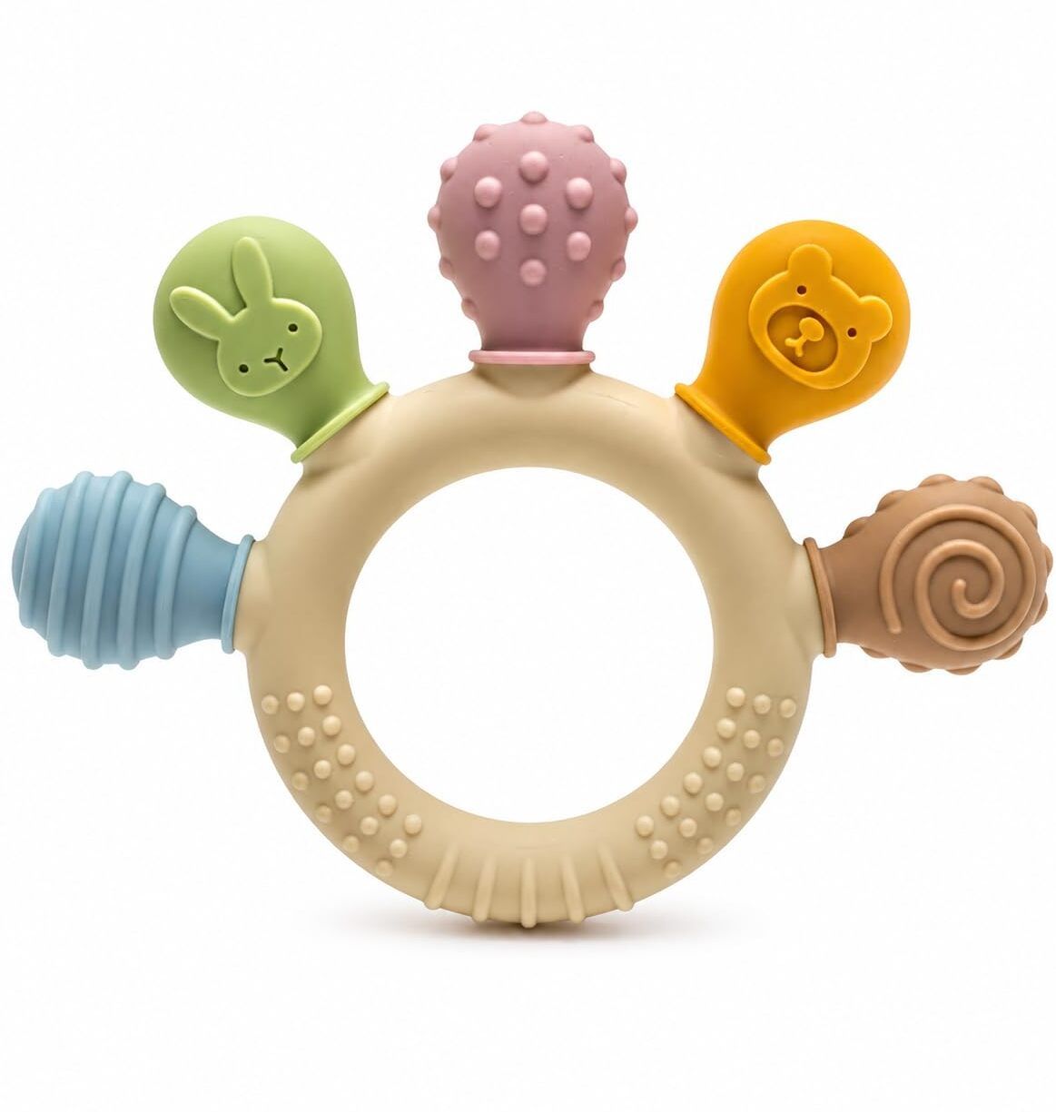 brolly & bear Soft Silicone Baby Teething Ring Toy with Textures and MultiShapes for Infants Teether-picture-19