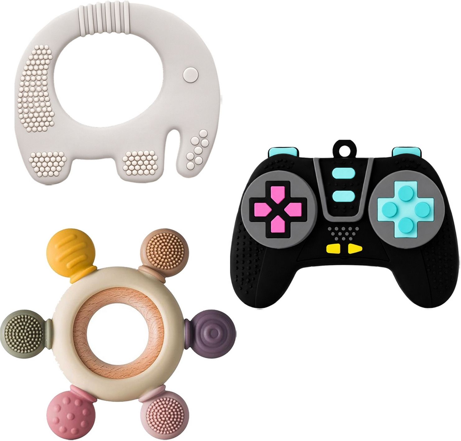 oridor Baby Teething Toy Set 3 Pcs Elephant Ring Gamepad Silicone Teether Combo-VN1 Teether-picture-37